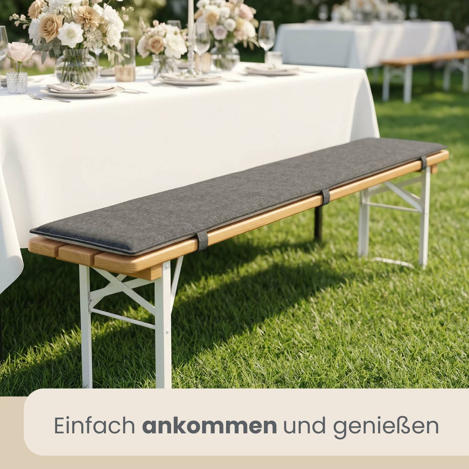 2er Set Bierbankauflage Filz 120x25cm - 1cm Sitzkissen Wendbar Garten Festzelt