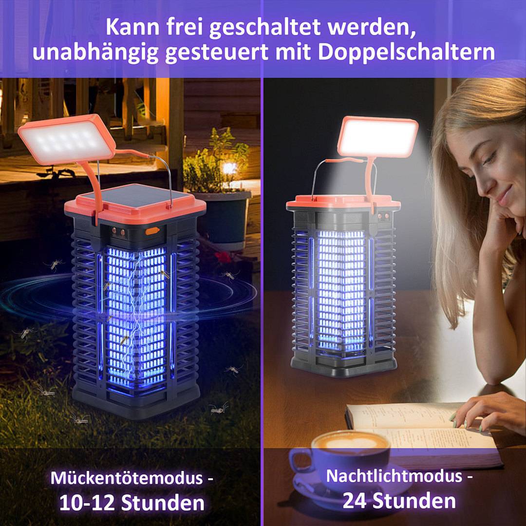 Solar Insektenvernichter UV LED Elektrich Insektenfalle Mückenlampe Licht Mückenfalle Fliegenfalle Lampe