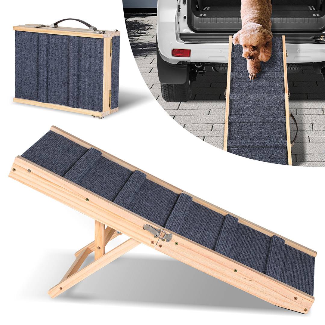 Hunderampe Hundetreppe Klappbar aus Holz Auto Einstiegshilfe Tiertreppe Tierrampe Autorampe Haustiertreppe
