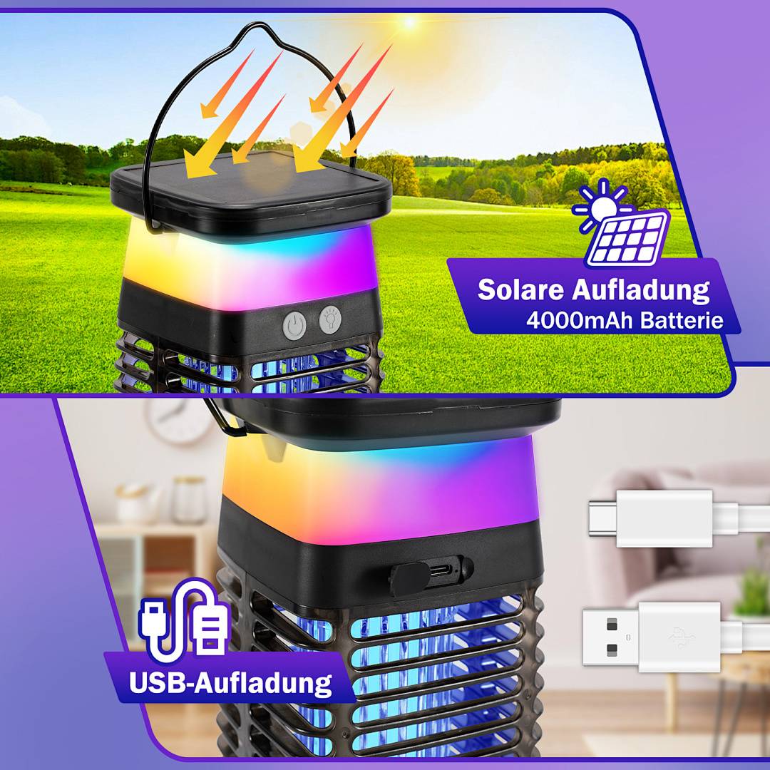 Solar Insektenvernichter UV LED Elektrich Insektenfalle Mückenlampe Licht Mückenfalle Fliegenfalle Lampe