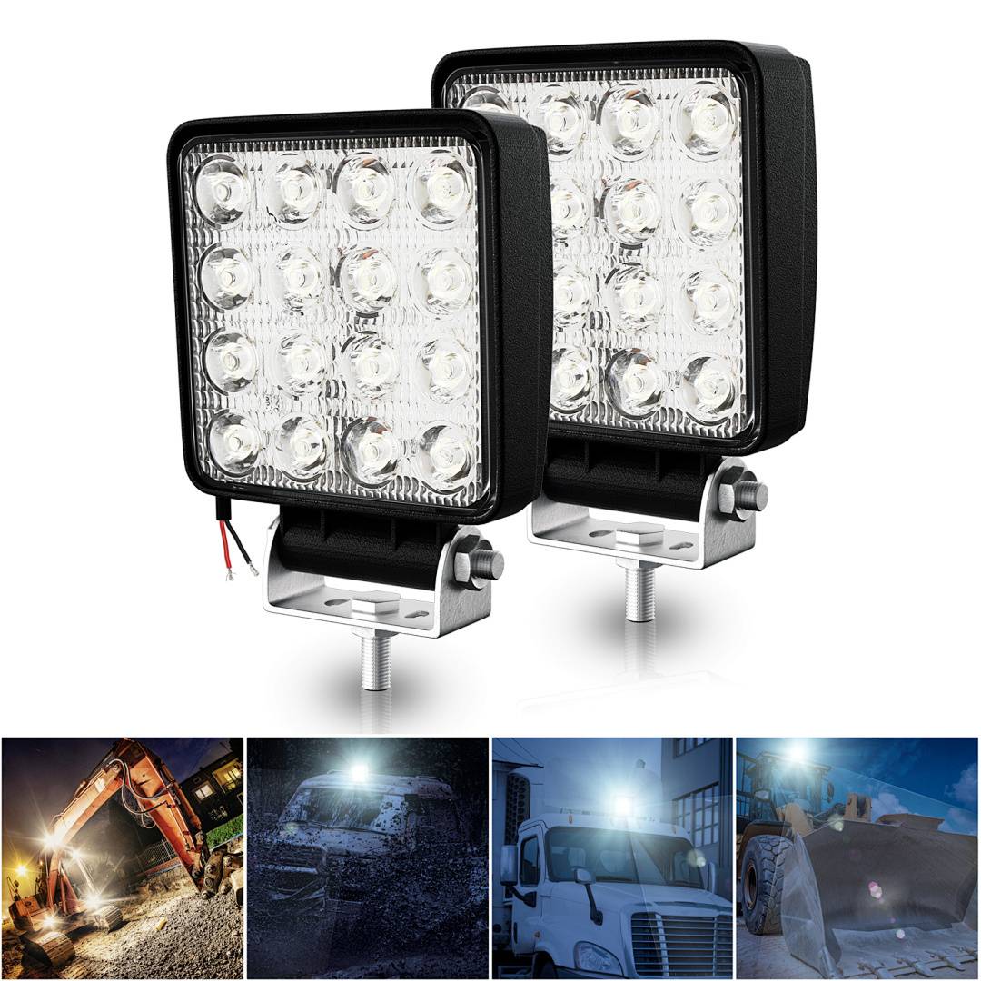 LED Arbeitsscheinwerfer Scheinwerfer 2X 48W 12V 24V Zusatzscheinwerfer Strahler Flutlicht Beleuchtung Rückfahrscheinwerfer Lampe