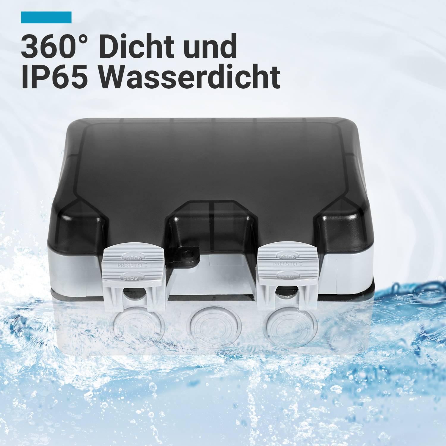Außensteckdose Gartensteckdose Steckdose Outdoor IP66 Aufputz mit Schalter Wandsteckdose Wasserdicht Feuchtraum Außenbereich