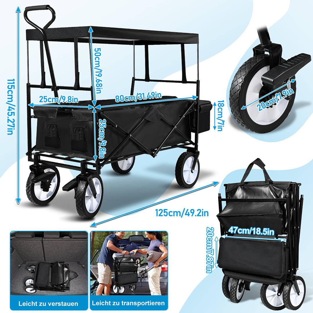 Bollerwagen Handwagen Transportwagen Faltbar Strandwagen Gartenwagen Gerätewagen Offroad Transportkarre Schubkarre