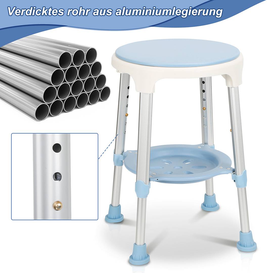 Duschhocker Duschstuhl 360° Drehbar mit Regal Badehocker Badhocker Bad hocker Duschsitz Duschhilfe Badsitz