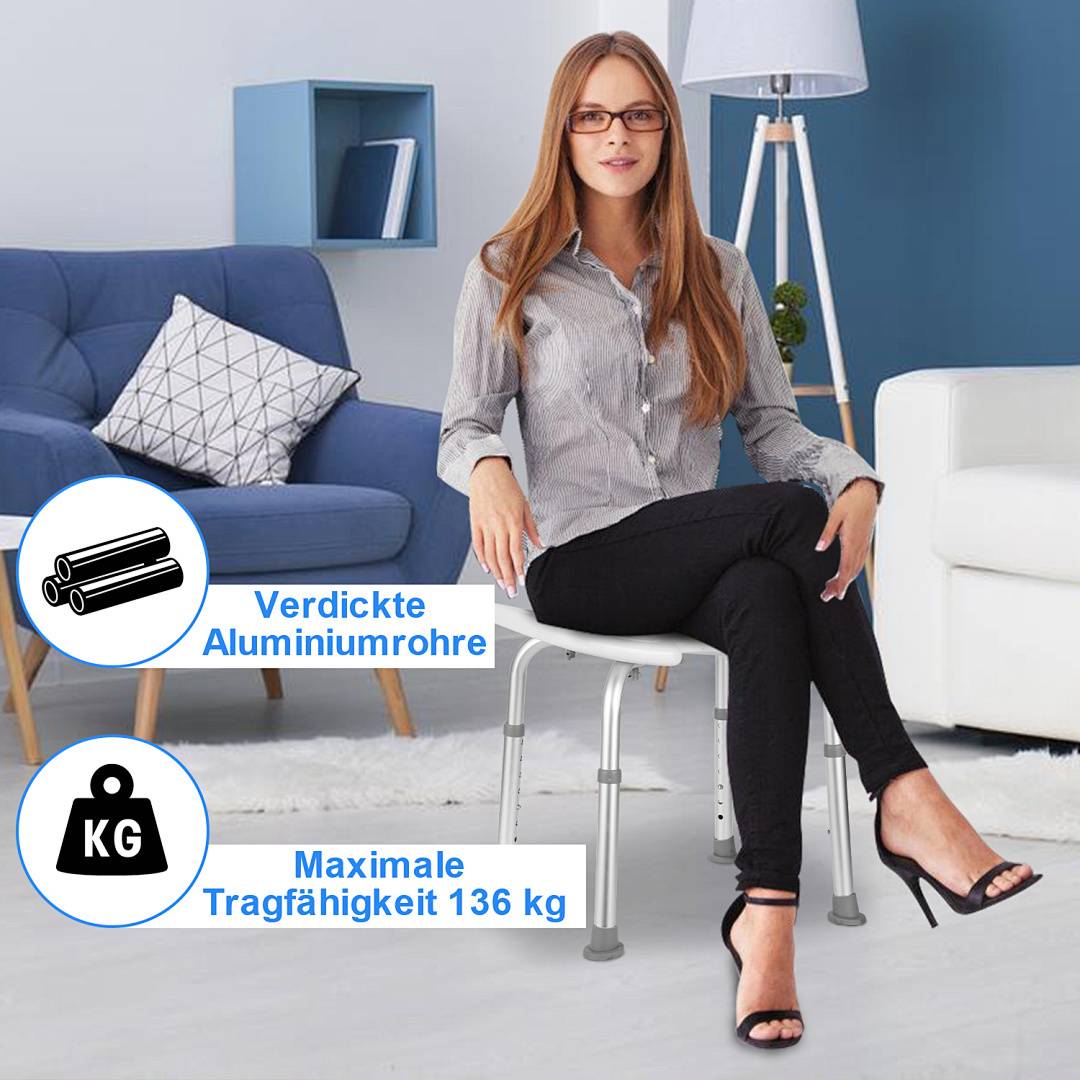 Badhocker Duschhocker Höhenverstellbarer Badestuhl Verstellbar Badehilfe Duschstuhl Quadrat Duschsitz
