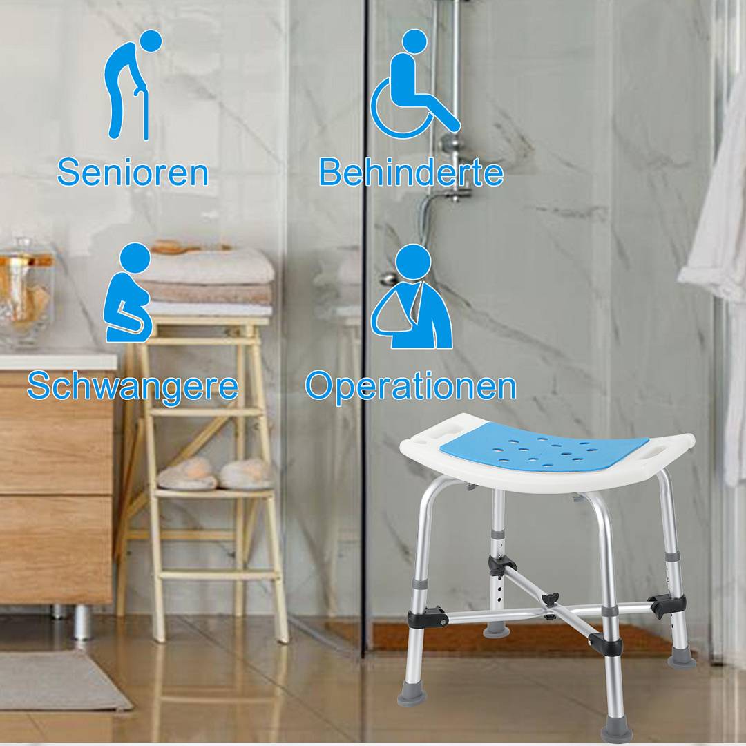 Badhocker Duschhocker höhenverstellbarer Badestuhl Verstellbar Badehilfe Duschstuhl Quadrat Duschsitz