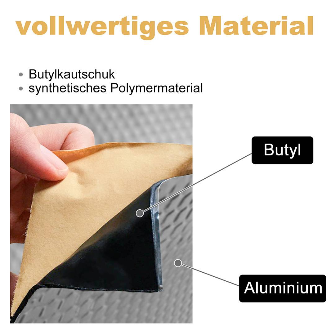 Dämmmatte Alubutyl Anti-Dröhn 2qm Dämmung Anti Dröhn Matte Selbstklebend Bitumen-Ersatz Dämmschaummatte Profi