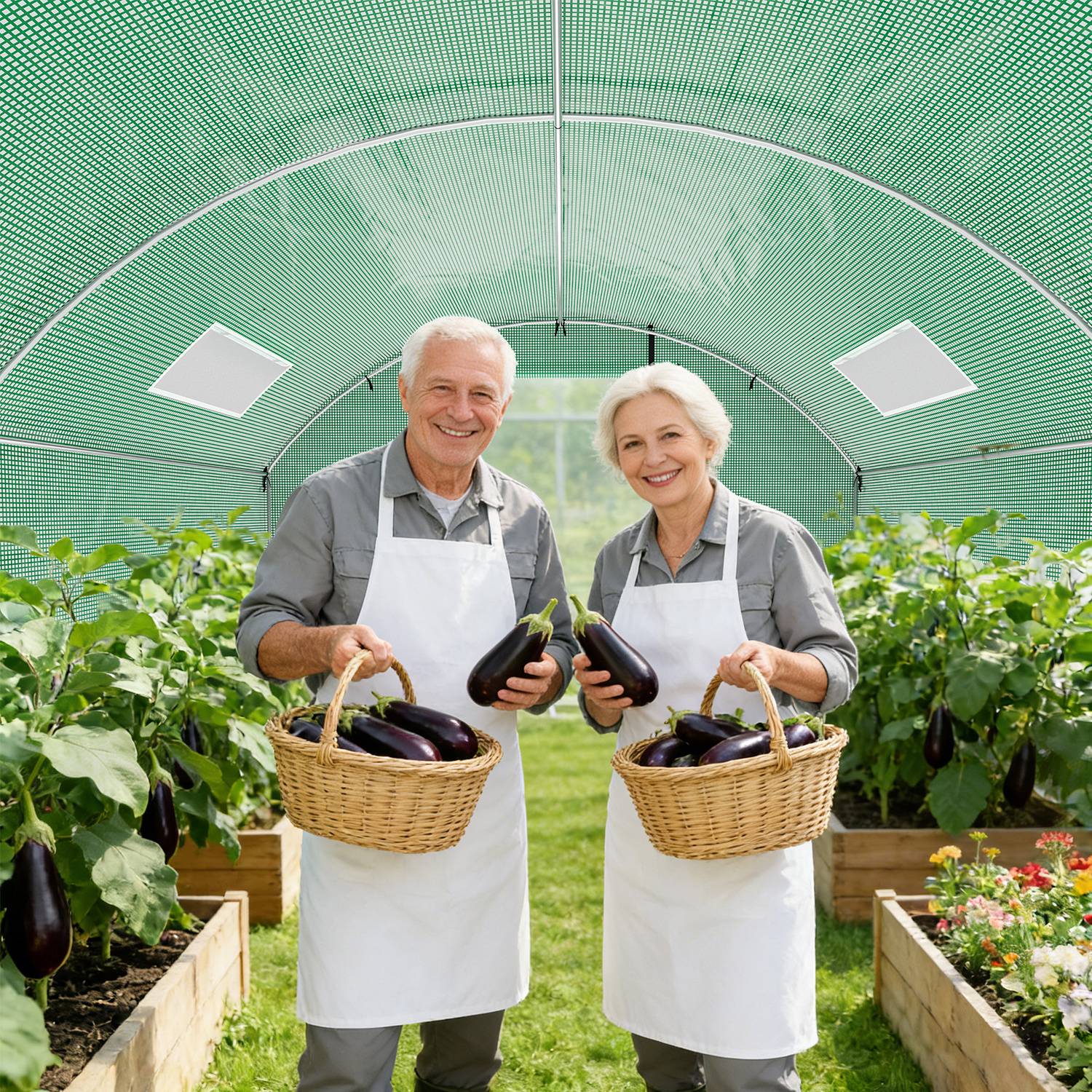 Foliengewächshaus Gewächshaus 3x4m stabil & langlebig mit Fenster - reißfeste PE Plane 140g/m² grün