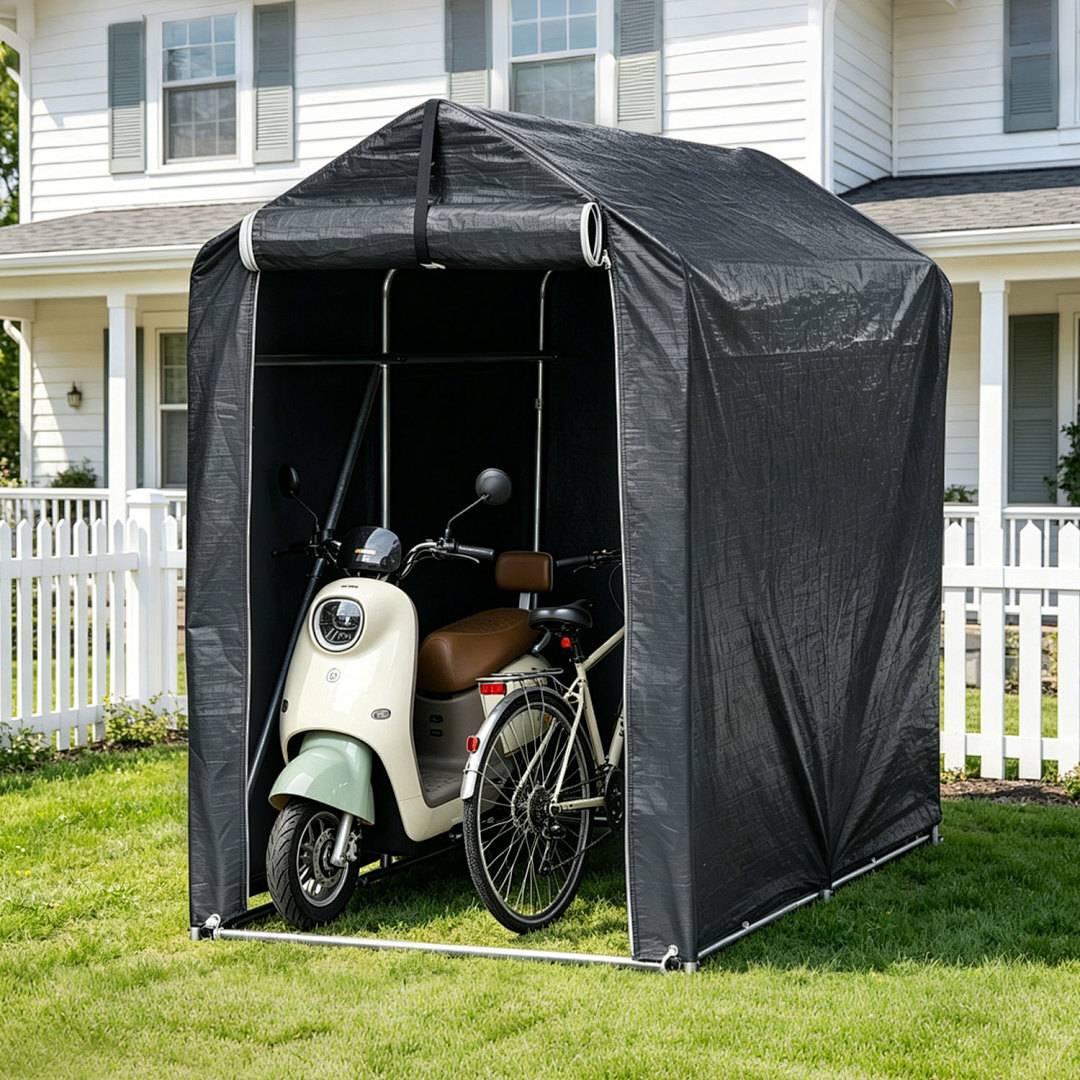 Fahrradgarage Garagenzelt 187x100x165cm, Wasserdichtes Fahrradzelt 160g PE, UV-Schutz Unterstand für 2 Fahrräder, Stahlrahmen Verzinkt, Grau