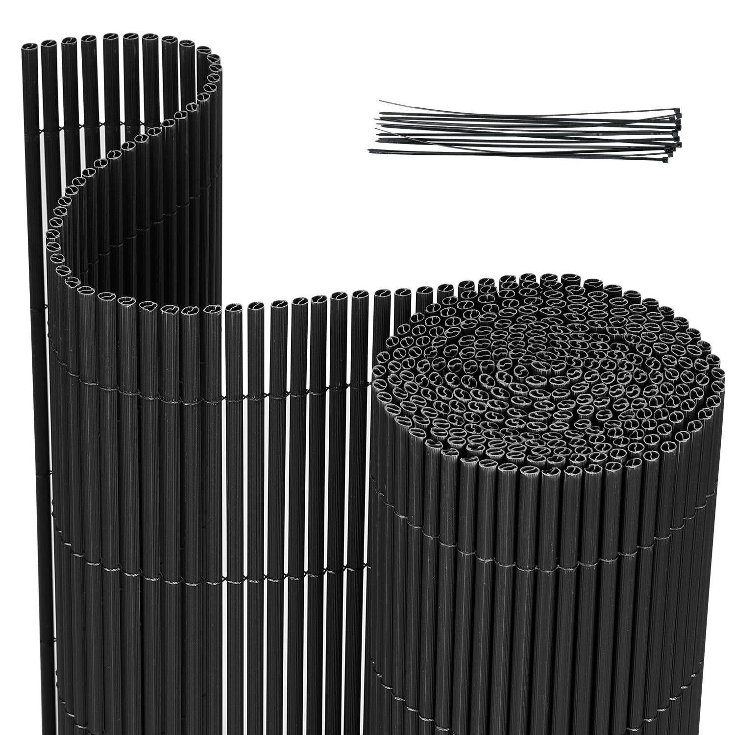 100x500cm PVC Sichtschutzmatte Bambus Sichtschutz Garten Sichtschutzzaun Balkon Zaun Windschutz Balkonverkleidung Grau