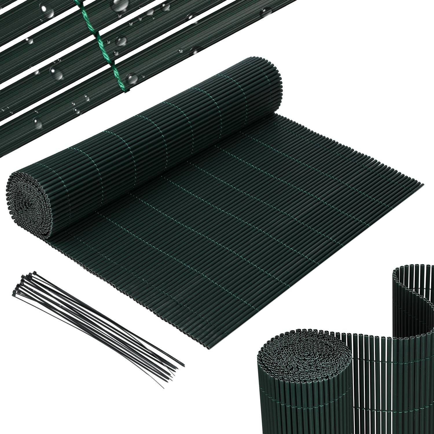 160x800cm PVC Sichtschutzmatte Bambus Sichtschutz Garten Sichtschutzzaun Balkon Zaun Windschutz Balkonverkleidung Grün