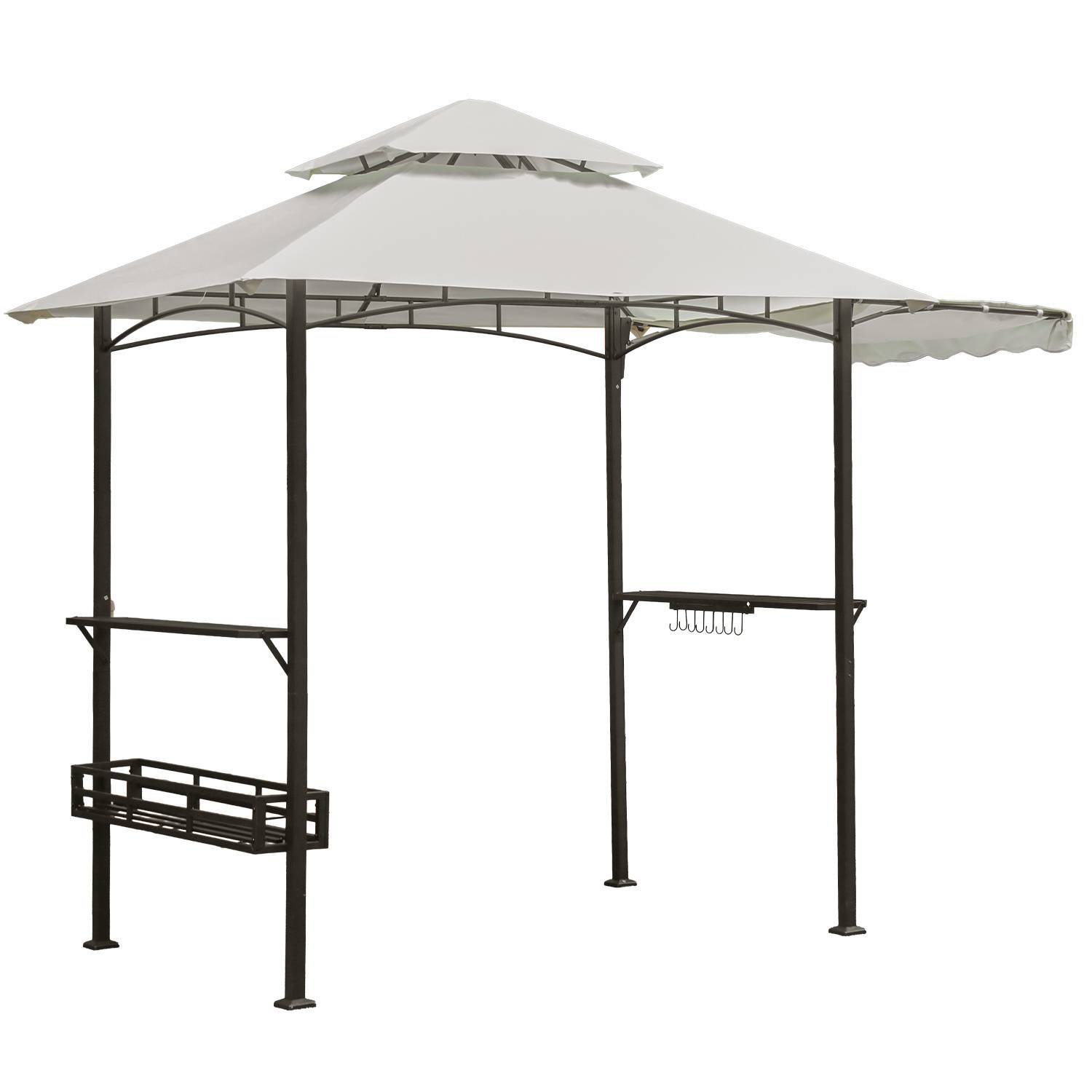 Grillpavillon Metall mit Ablagen BBQ Pavillon fuer Garten Terrasse Beige 238x148x250cm