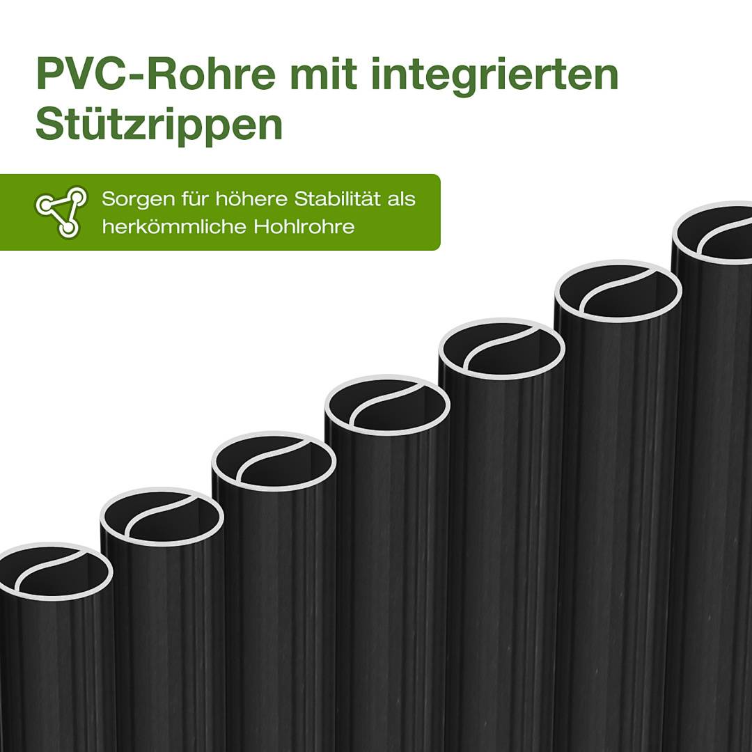 PVC Sichtschutzmatte 80x800 cm, Anthrazit, UV-beständig, Wasserdicht