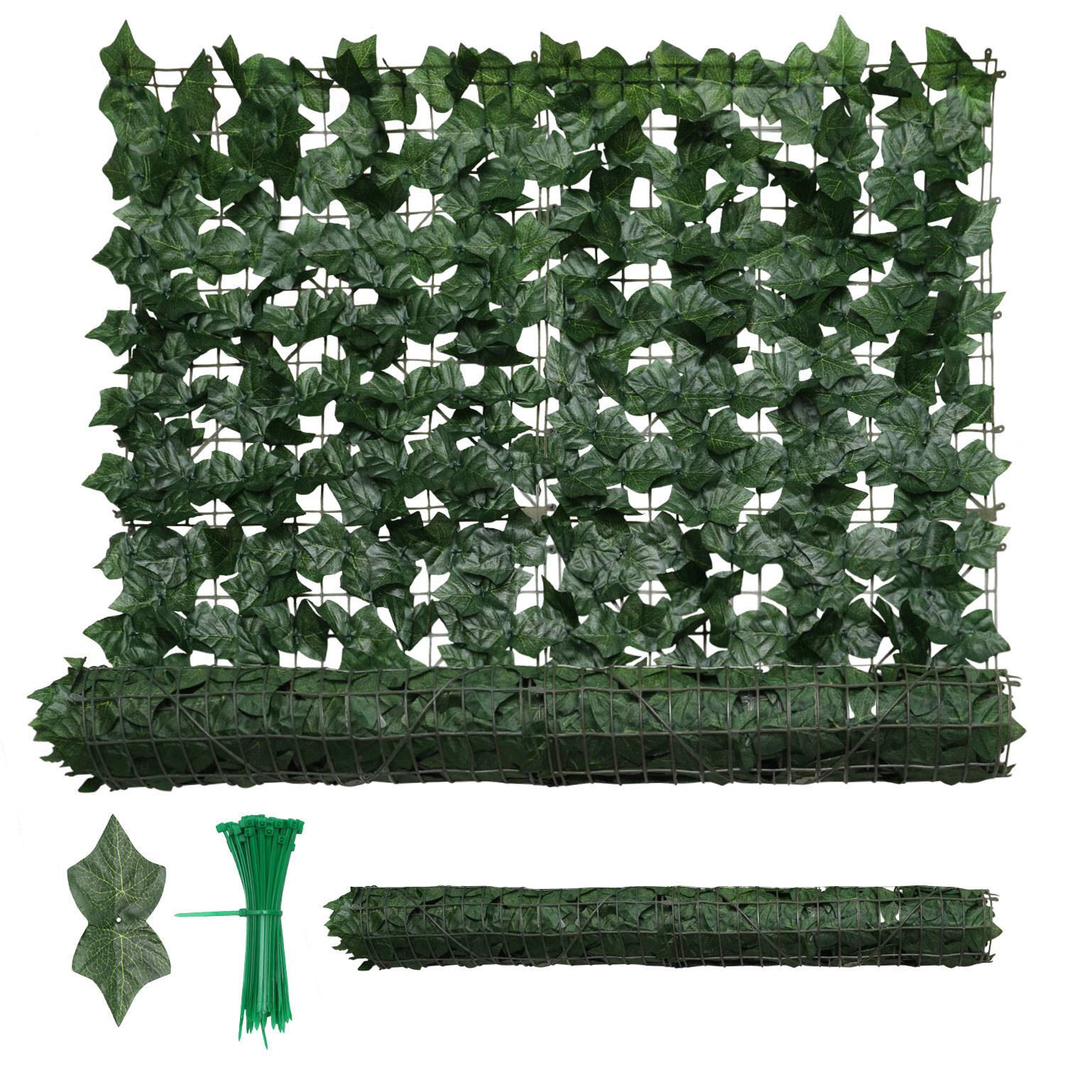 Künstliche Hecke Sichtschutzhecke Terrasse Wanddekoration Wanddekoration Dunkelgrün 300 x 100 cm