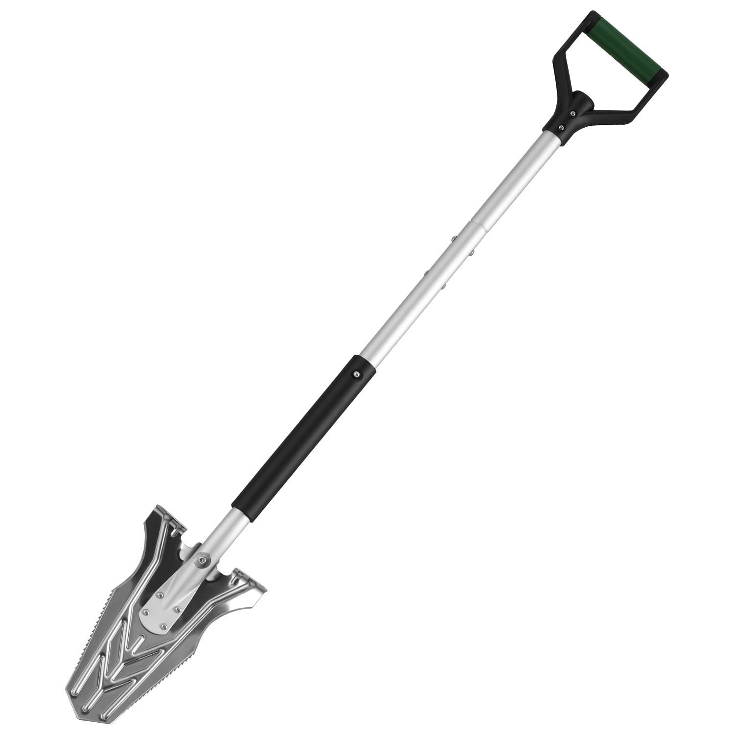 3 Stück Schwarzer Klappspaten 119 cm, 2 in 1 Gartenwerkzeug aus Eisen und Aluminium für Garten, Hof, Camping und Outdoor