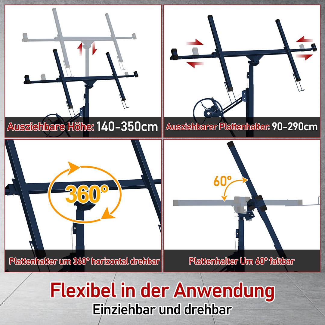 Plattenheber Montierhilfe XXL klappbar Verschiedene Panel Rigipsplatte
