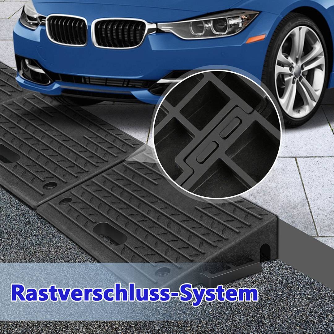 2x Auffahrrampe Bordsteinrampe Gummi mit Griff Rampe Verladerampe Laderampe Set Paar Rollstuhlrampe