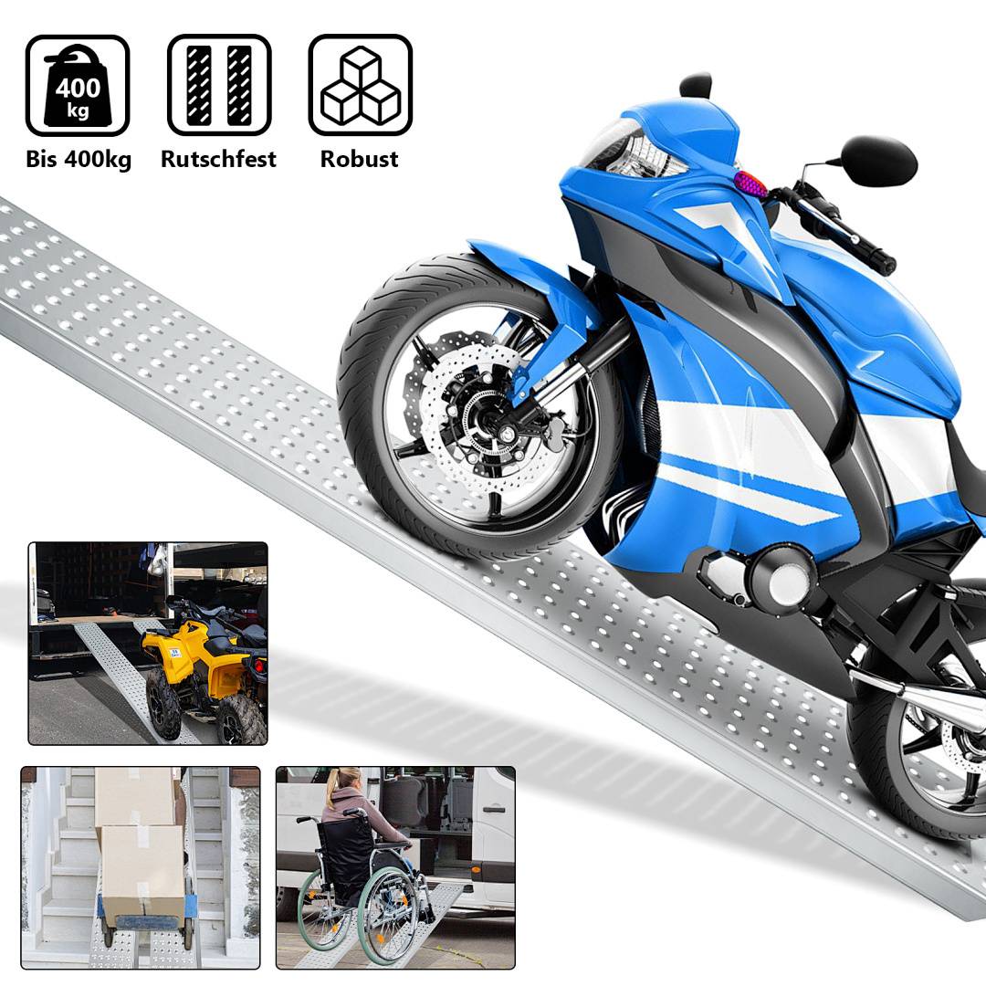 2X Auffahrrampe Auffahrschiene Laderampe Rampe Anhängerrampe Verladeschiene Verladerampe Auffahrrampen Motorradrampe PKW