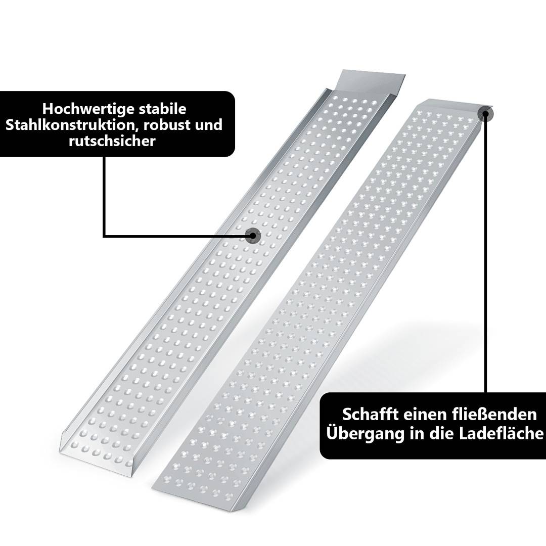 2X Auffahrrampe Auffahrschiene Laderampe Rampe Anhängerrampe Verladeschiene Verladerampe Auffahrrampen Motorradrampe PKW