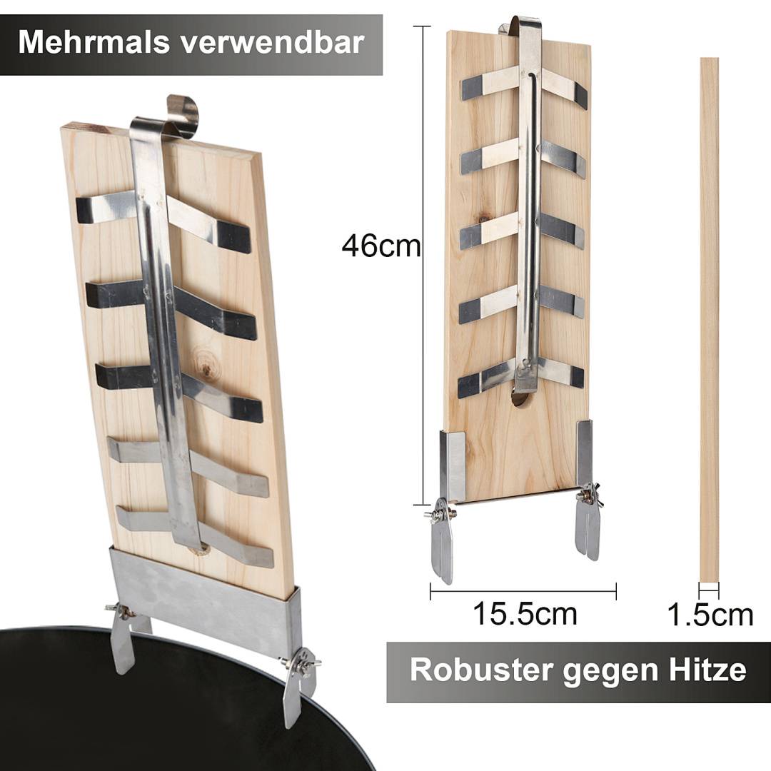Flammlachsbrett Räucherbrett 2er Set Flammlachsbretter Flammlachs Halterung Zedernholz Edelstahl Holzplatten