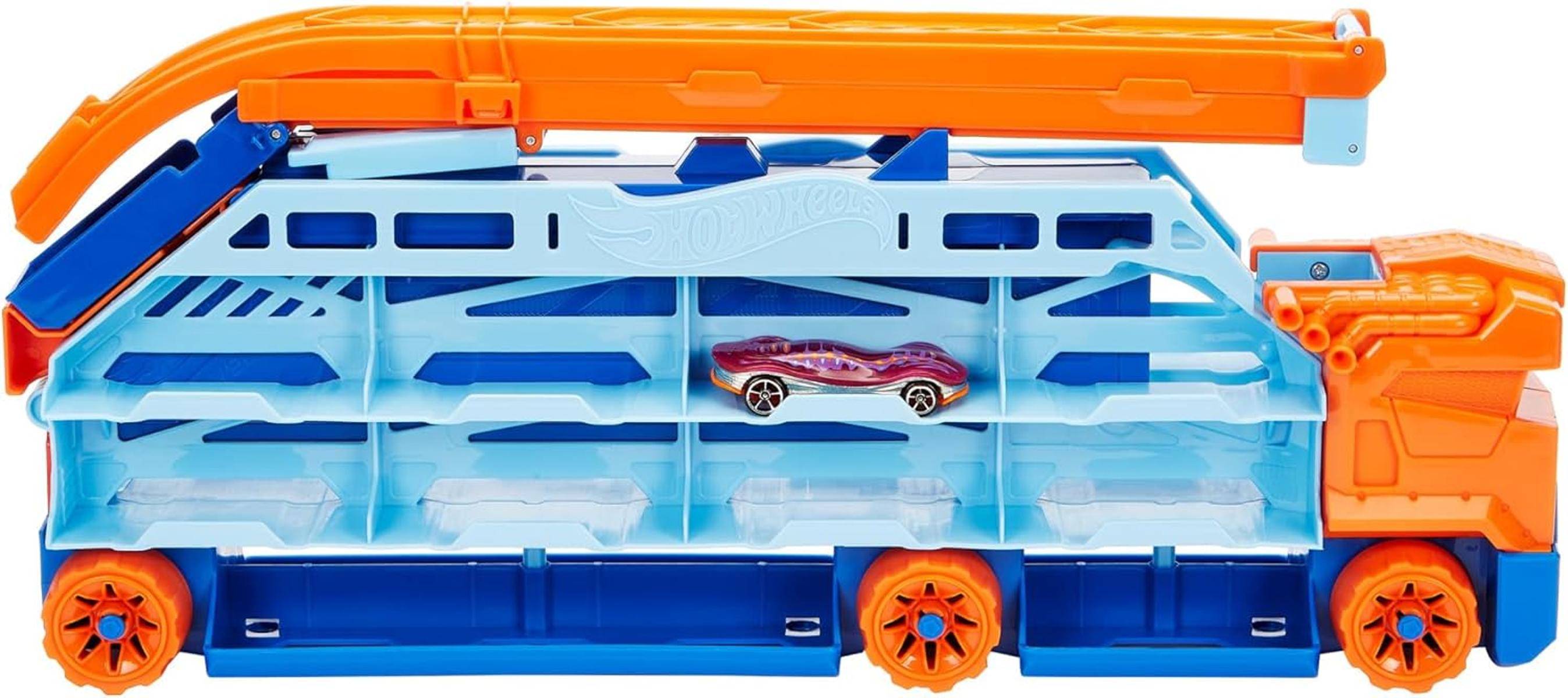 HOT WHEELS City Transporter ausfahrbare Abfahrtsrampe für 20 Autos 4+ HDY92
