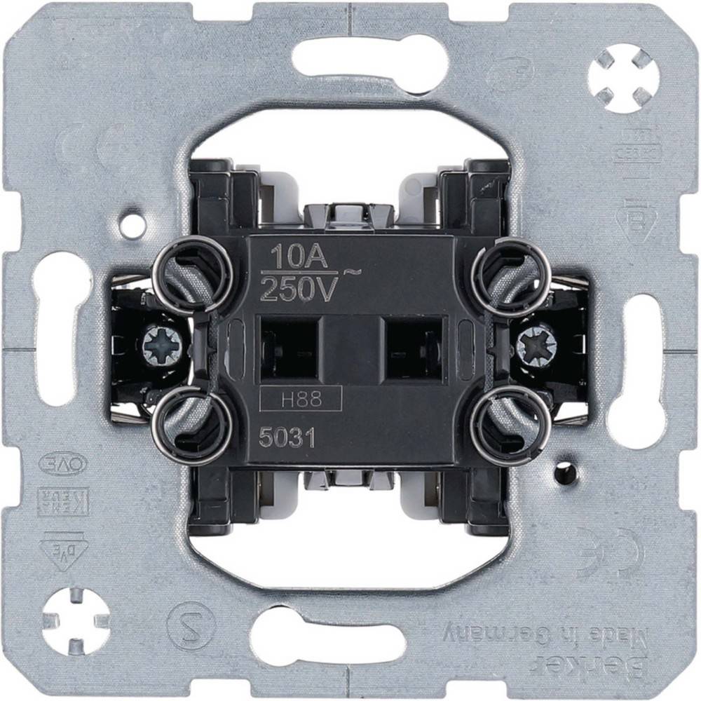 Rückansicht eines 10A 250V Stromwandschalter-Mechanismus an der Wand, montiert in einem Metallrahmen.