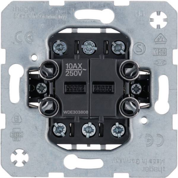 Rückansicht eines Schneider Electric Wandschalter-Mechanismus mit der Bezeichnung 