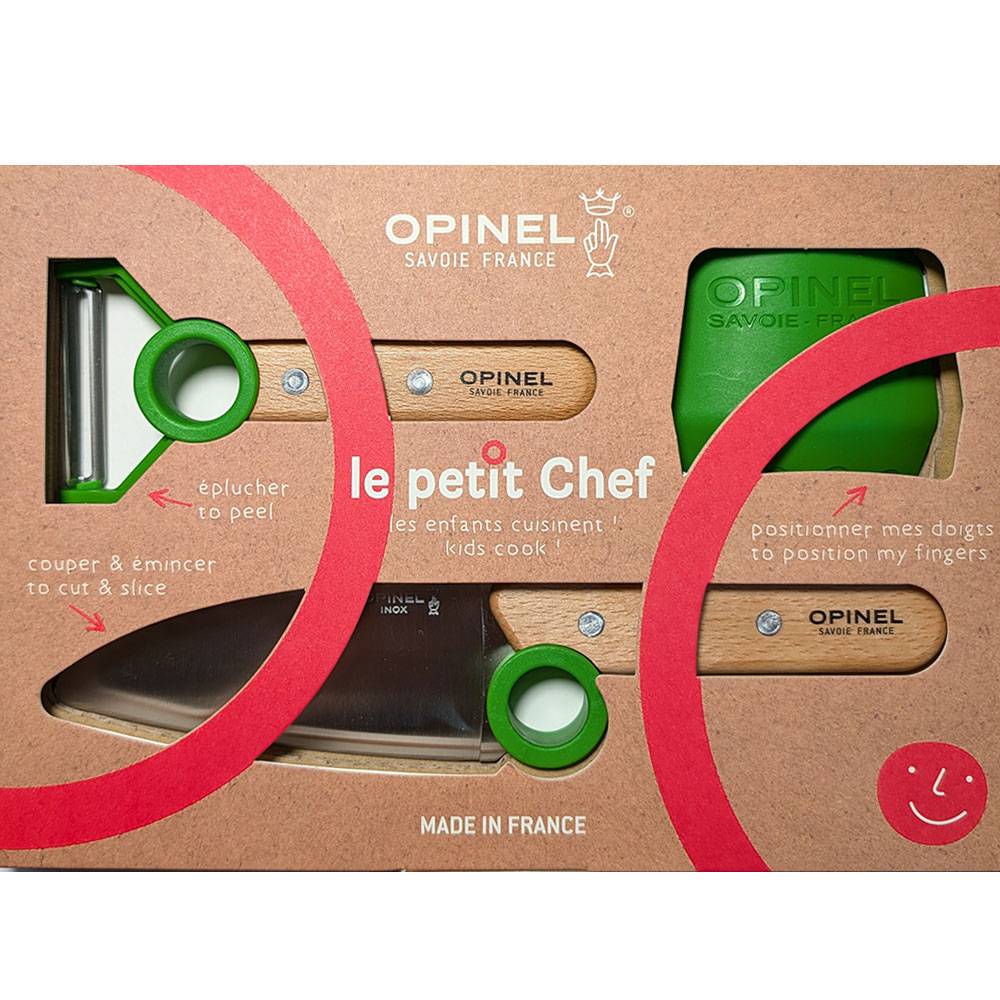 Opinel LE PETIT CHEF Kinder Küchen-Set 3 teilig - Grün