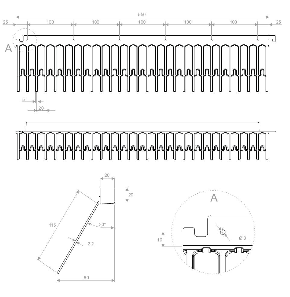 PV SolarSafe Taubenabwehr PV 22 m – 200 mm, Clips für 30 mm Rahmen