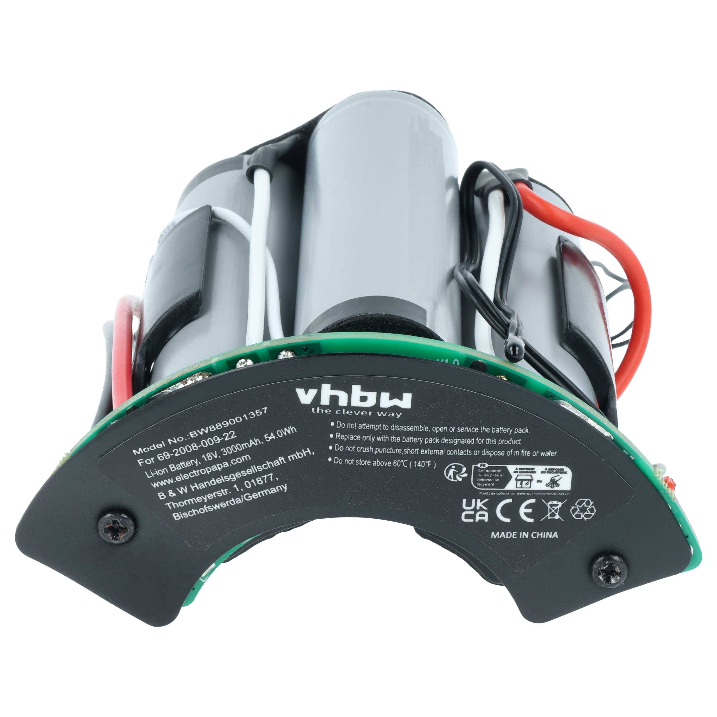 vhbw Akku kompatibel mit Philips FC6162, Fc6161, FC6164/02RU, FC6163/02RU, FC6401, FC6167 Staubsauger Grün Schwarz (3000 mAh, 18 V, Li-Ion)