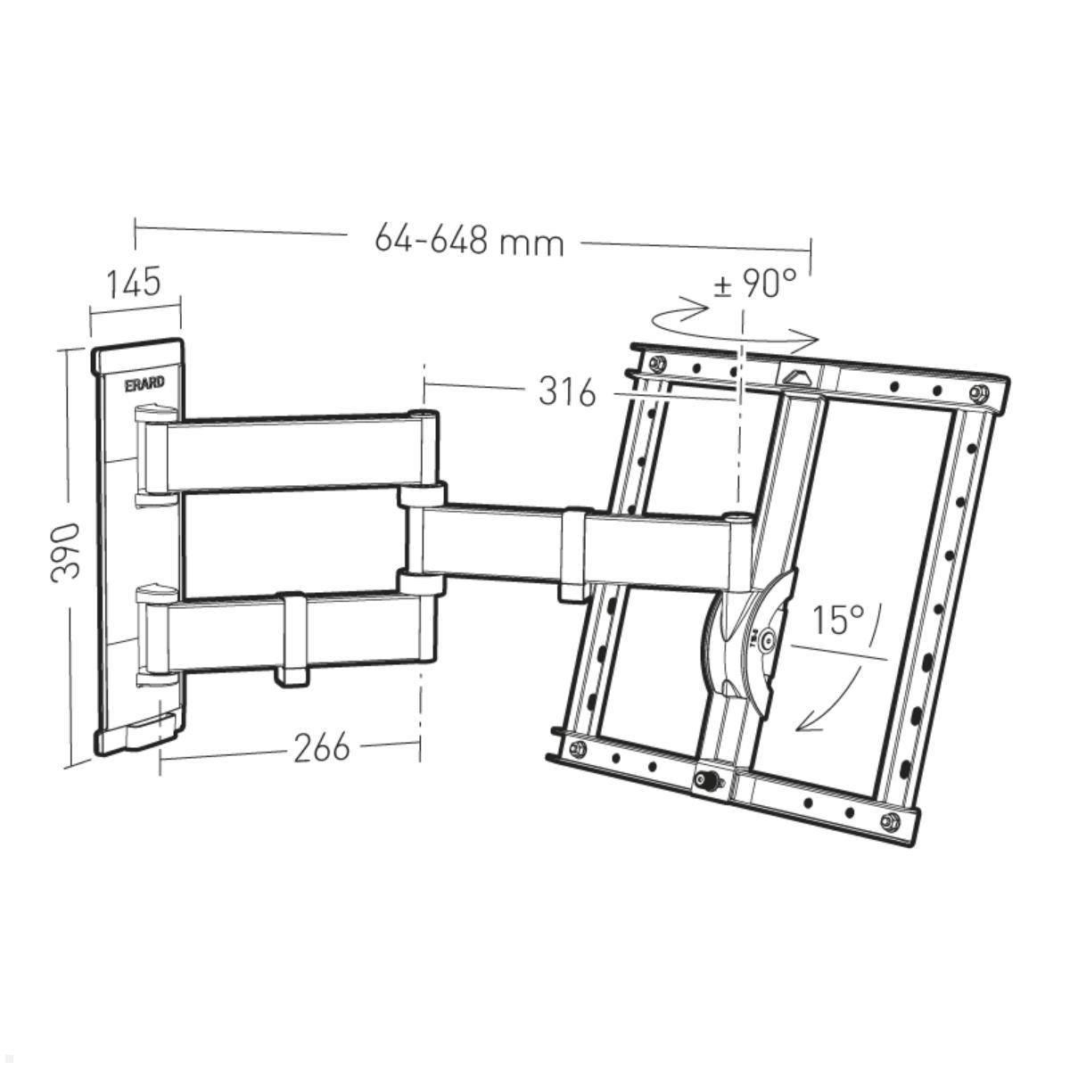Erard WAM 400TW3 neigbare, schwenkbare TV Wandhalterung 40 - 80 Zoll