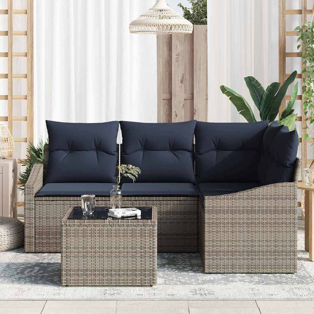 vidaXL Gartensofa-set mit Kissen 5 pcs Grau und Marineblau Poly-Rattan