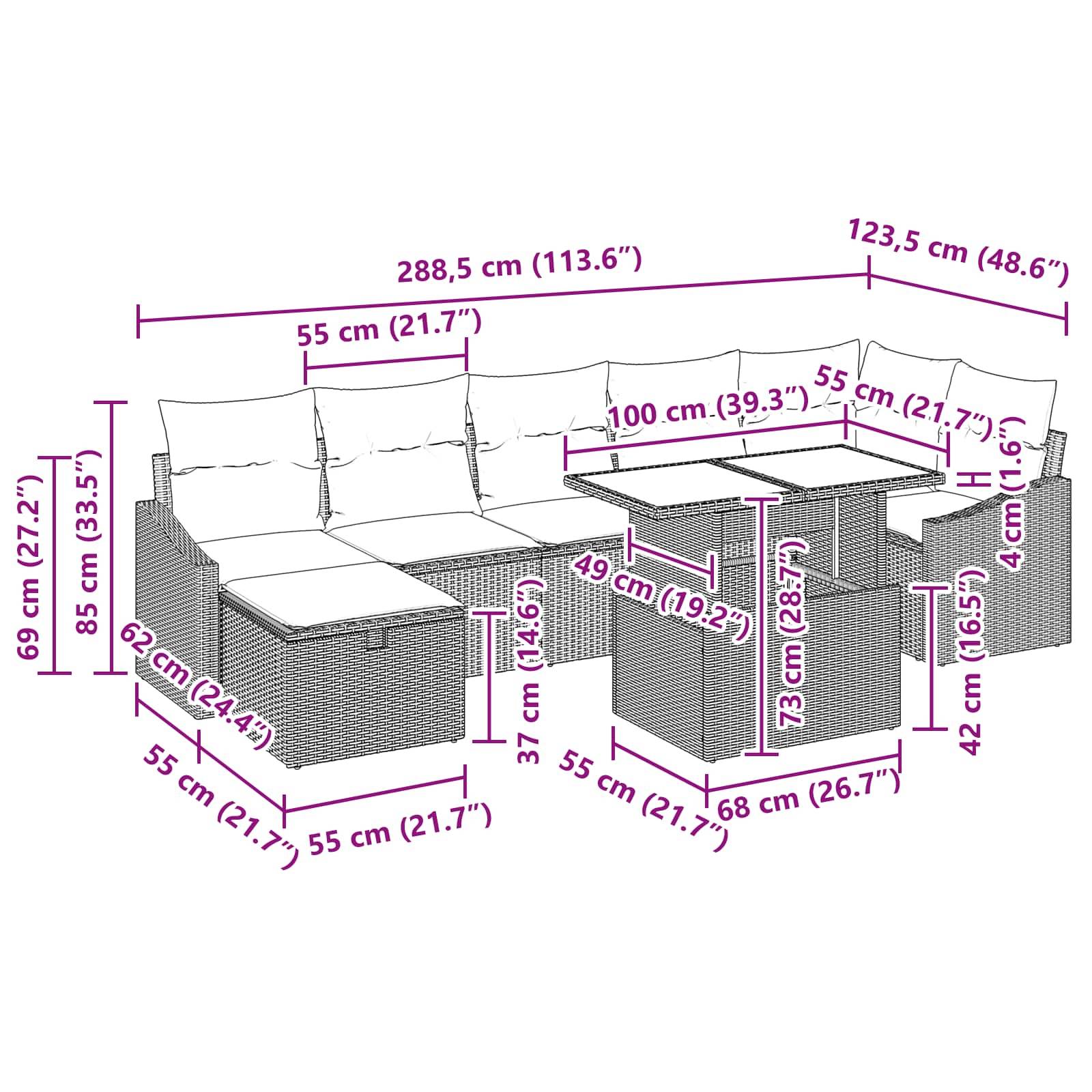 vidaXL Gartensofa-set 8 Stk. Poly-Rattan