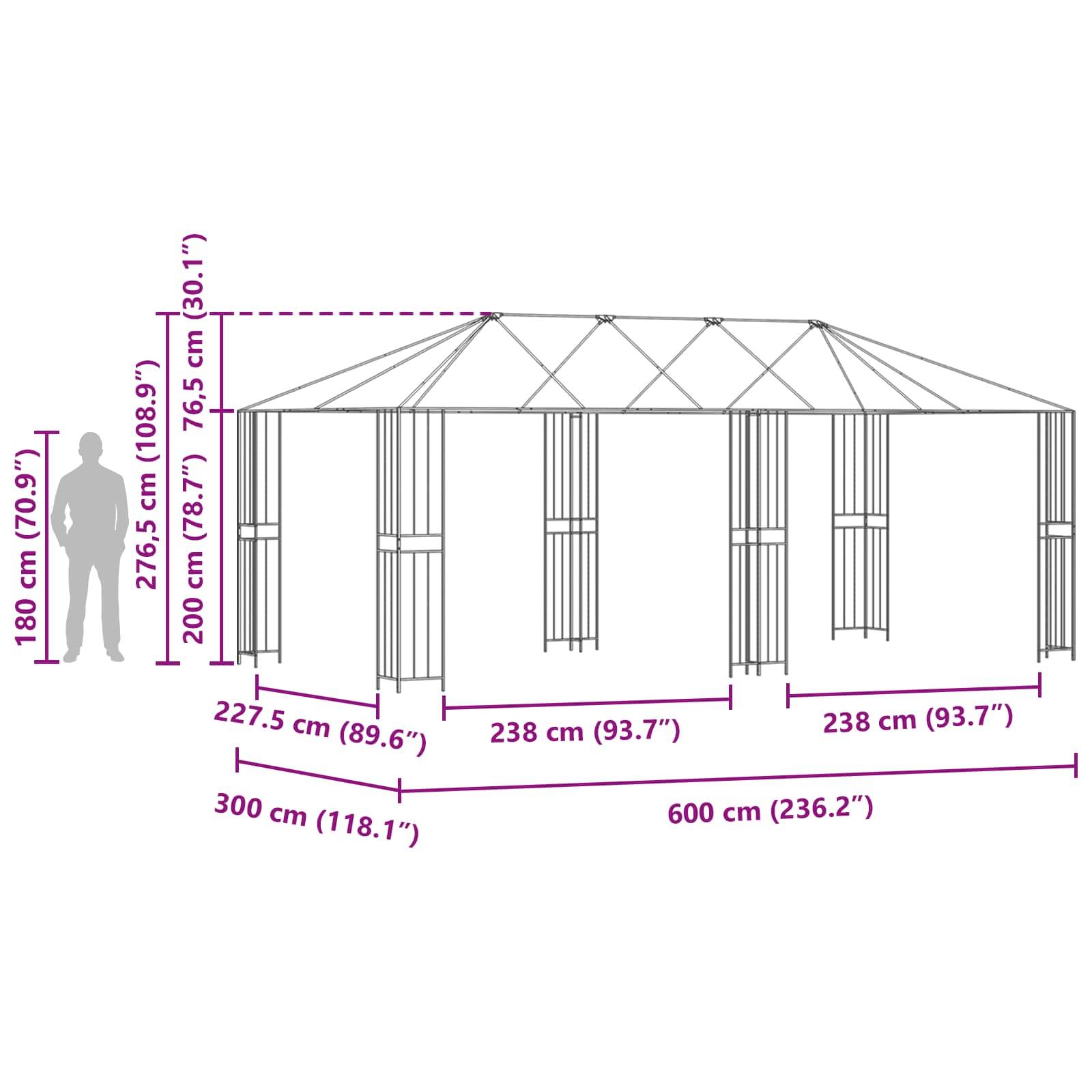 vidaXL 6 x 3 m Stahl