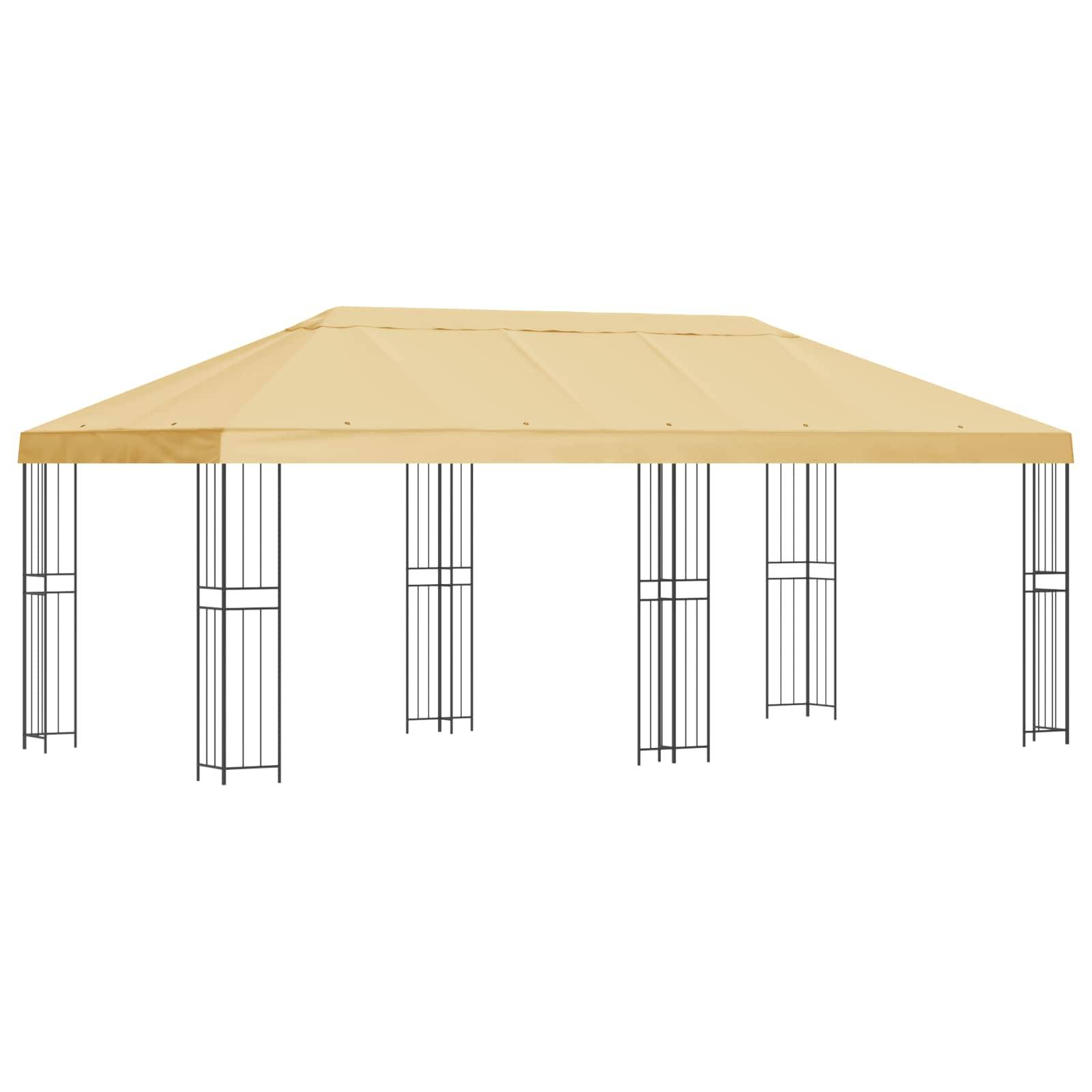 vidaXL Pavillon mit Seitenwänden 6 x 3 m Creme Polyester und Stahl 190