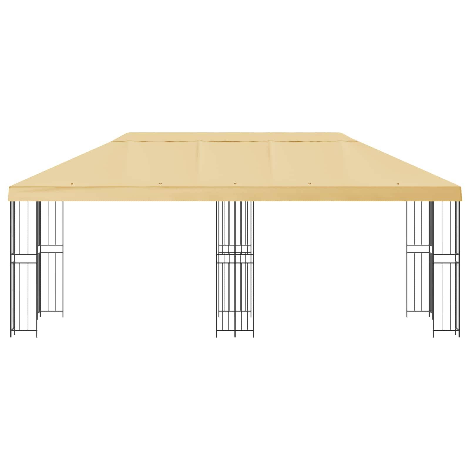 vidaXL Pavillon mit Seitenwänden 6 x 3 m Creme Polyester und Stahl 190