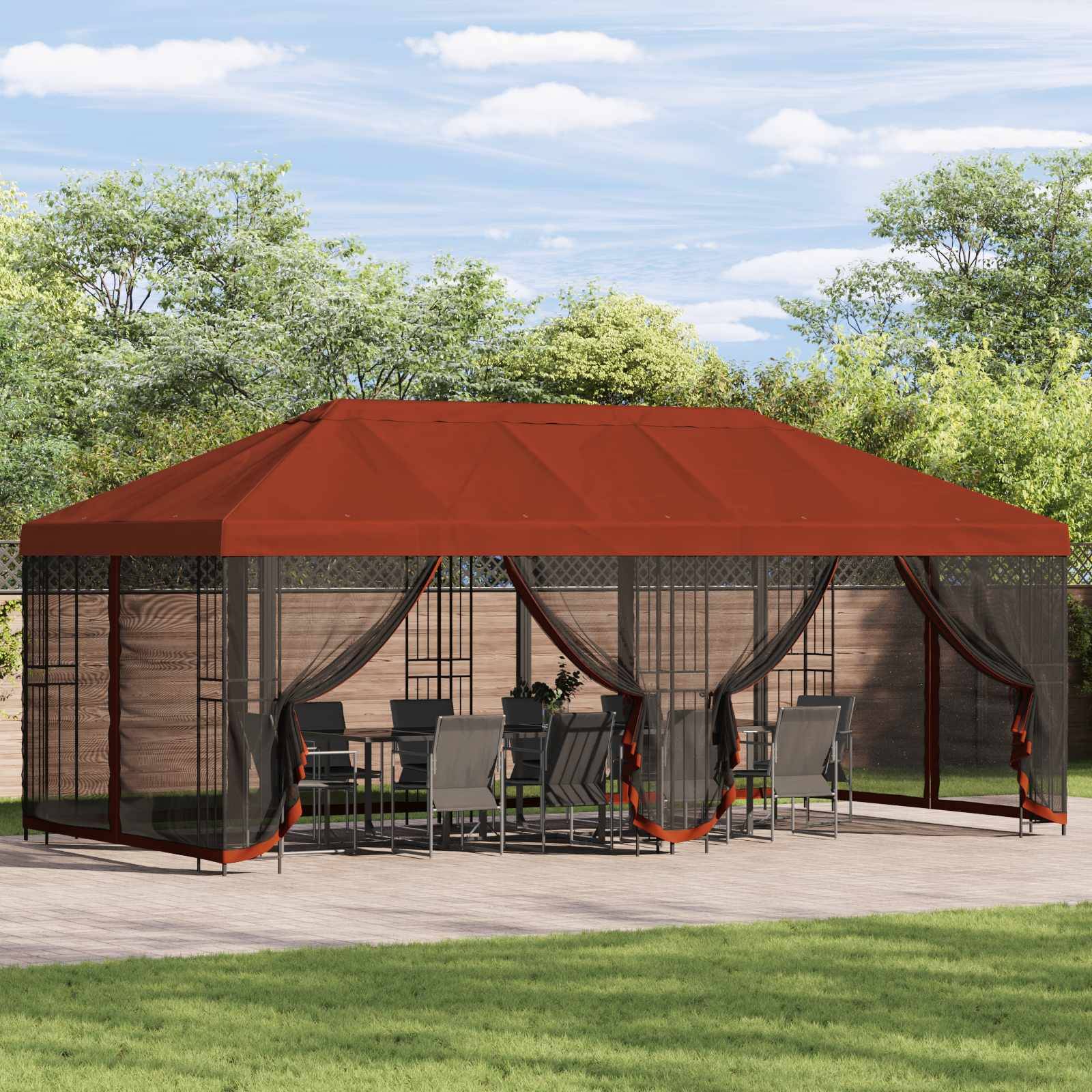 vidaXL Pavillon-Blendenbezug 6 x 3 m Terrakotta Polyester 190