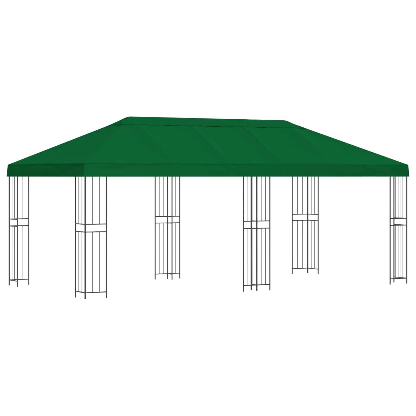 vidaXL Pavillon mit Seitenwänden 6 x 3 m Grün Polyester und Stahl 190