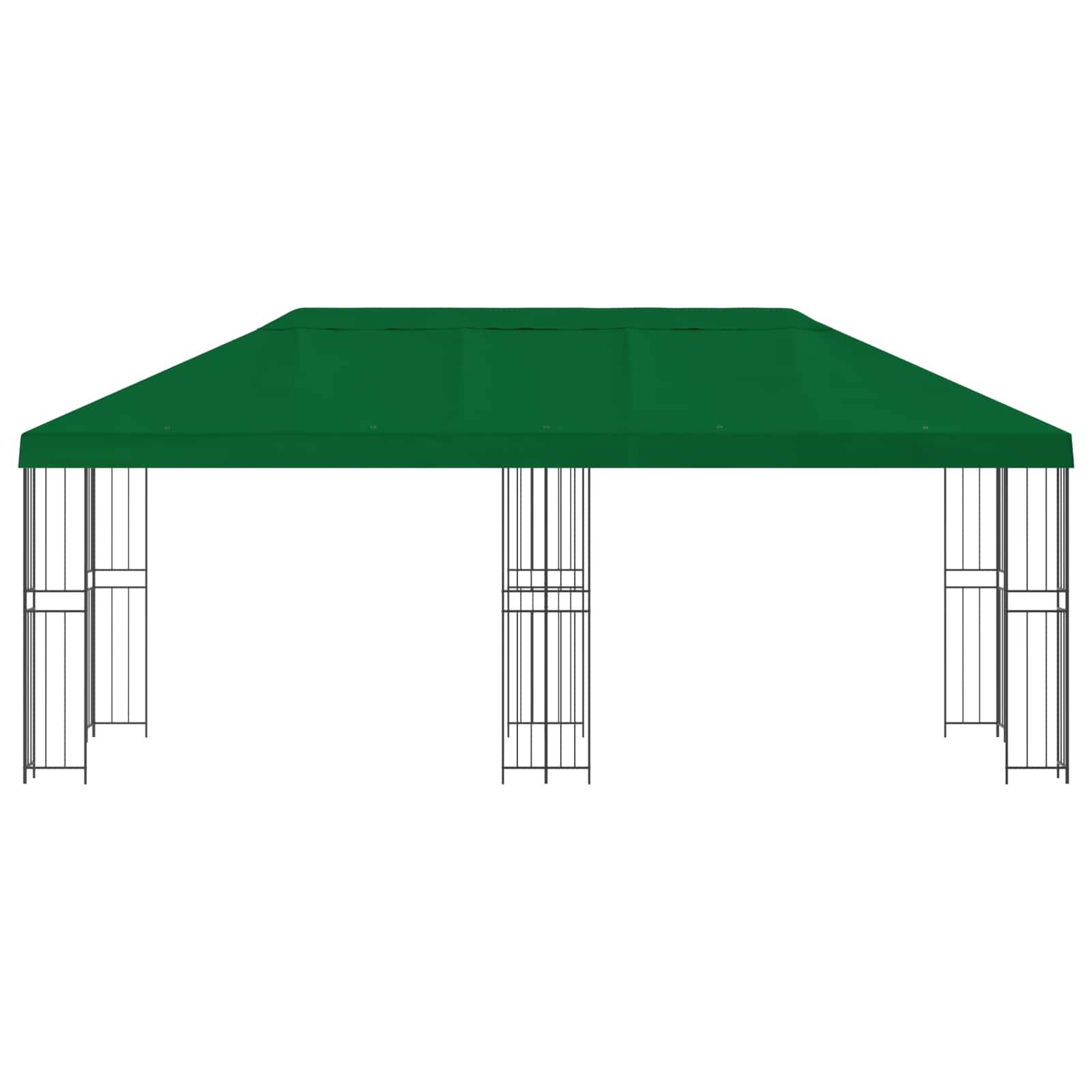 vidaXL Pavillon mit Seitenwänden 6 x 3 m Grün Polyester und Stahl 190