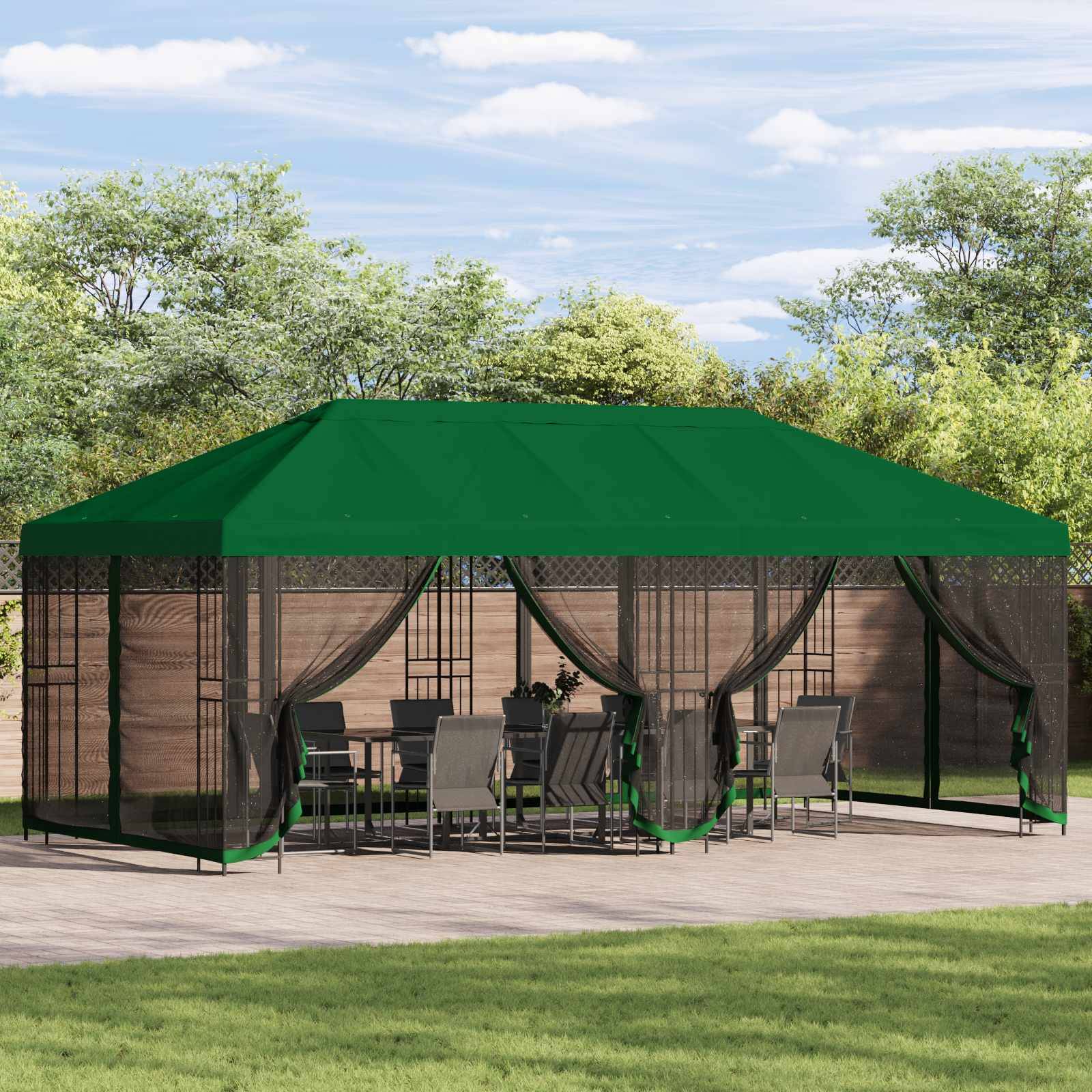 vidaXL Pavillon-Blendenbezug 6 x 3 m Grün Polyester 190
