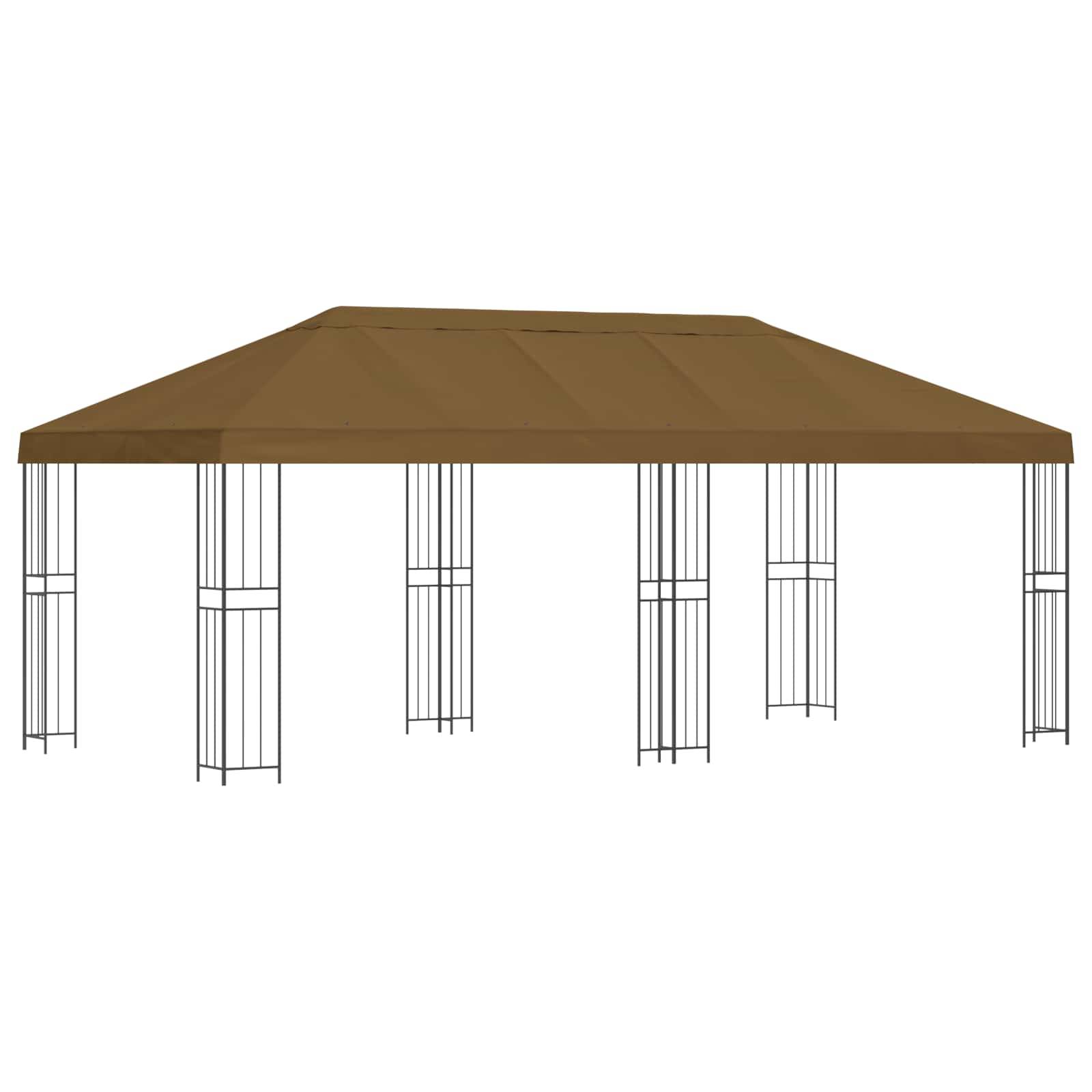 vidaXL Pavillon mit Seitenwänden 6 x 3 m Taupe Polyester und Stahl 190