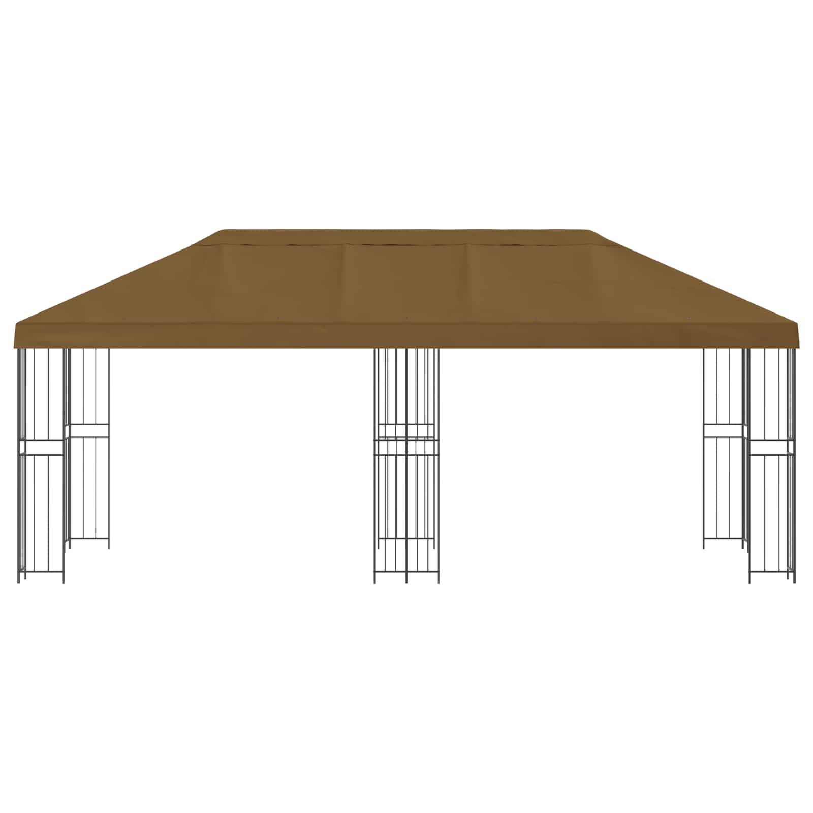 vidaXL Pavillon mit Seitenwänden 6 x 3 m Taupe Polyester und Stahl 190