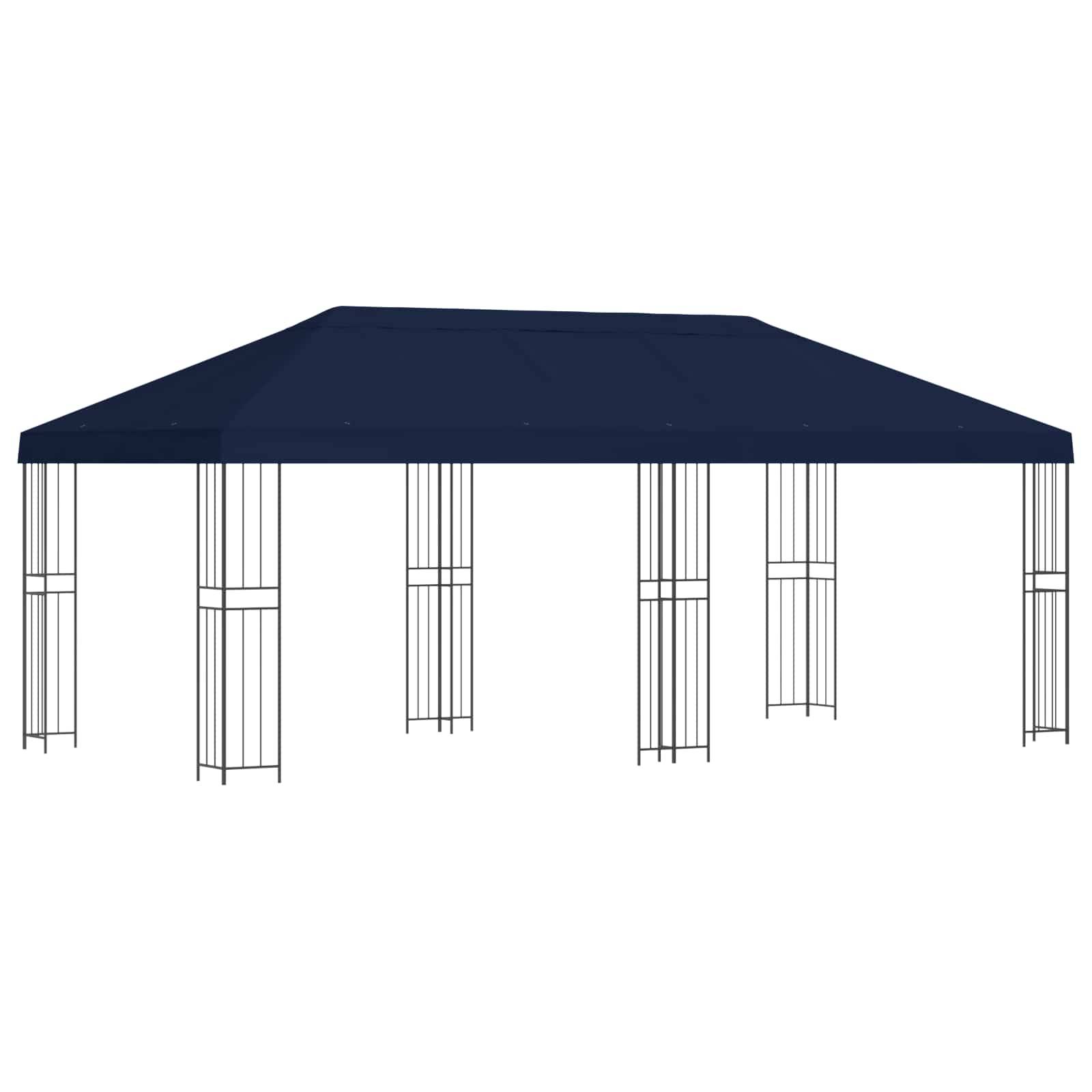 vidaXL Pavillon mit Seitenwänden 6 x 3 m Blau Polyester und Stahl 190