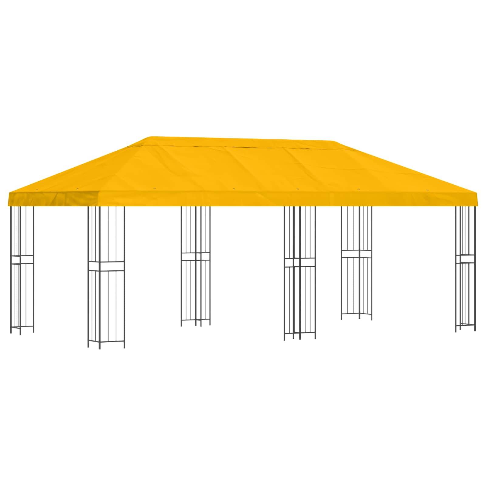 vidaXL Pavillon mit Seitenwänden 6 x 3 m Gelb Polyester und Stahl 190