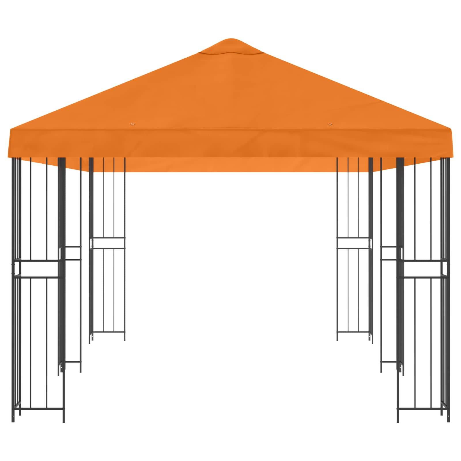 vidaXL Pavillon mit Seitenwänden 6 x 3 m Orange Polyester und Stahl