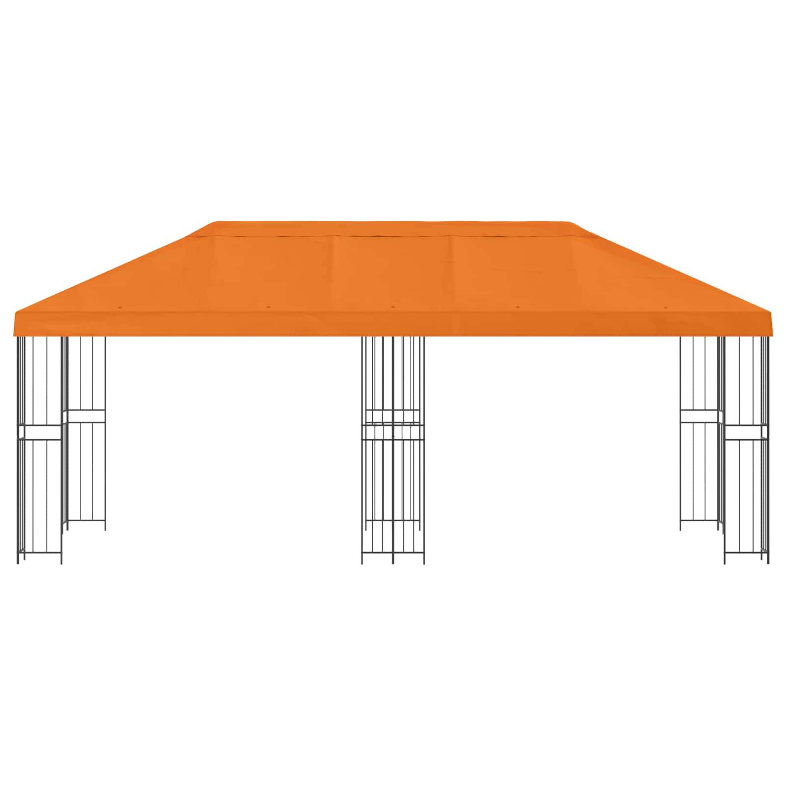 vidaXL Pavillon mit Seitenwänden 6 x 3 m Orange Polyester und Stahl