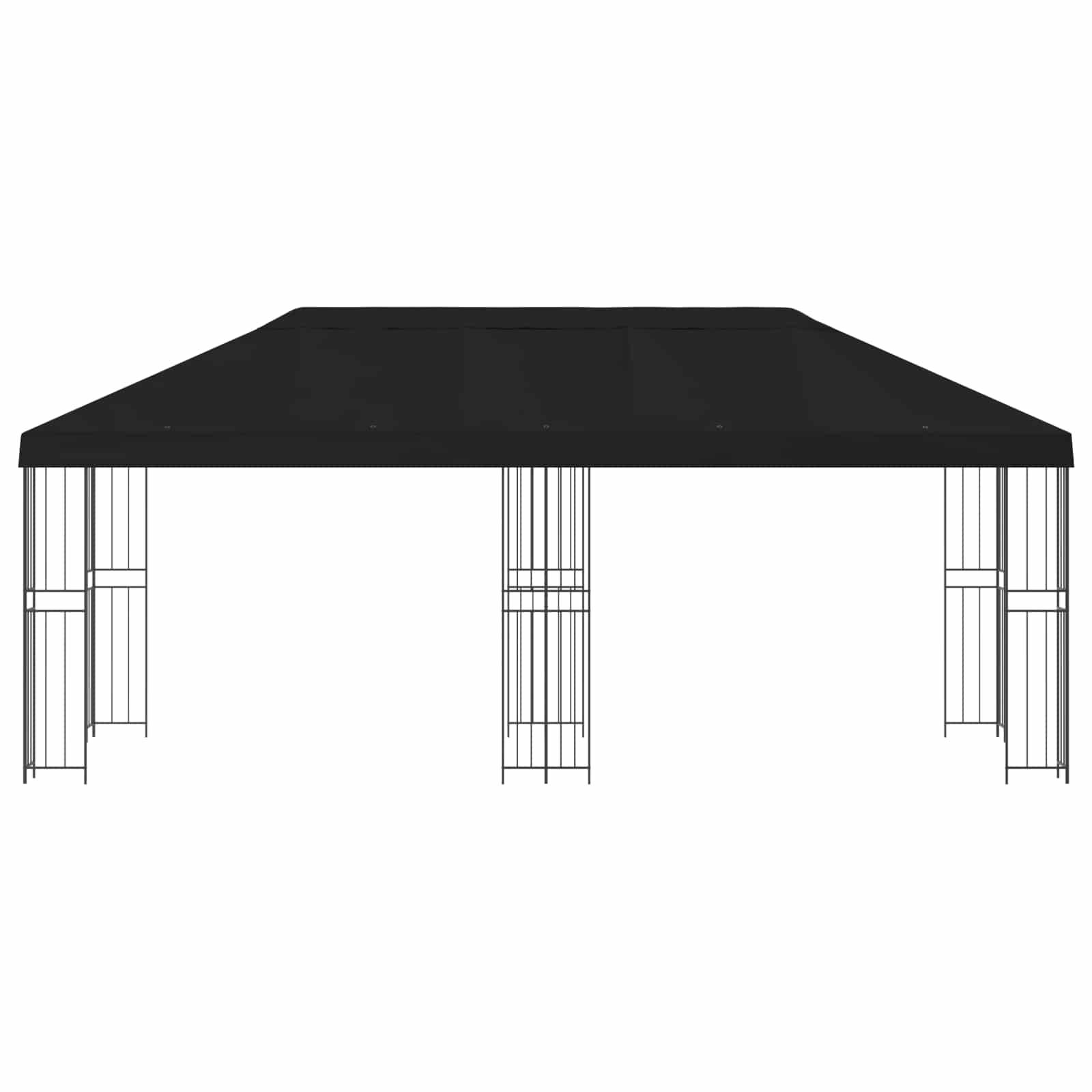 vidaXL Pavillon mit Seitenwänden 6 x 3 m Schwarz Polyester und Stahl