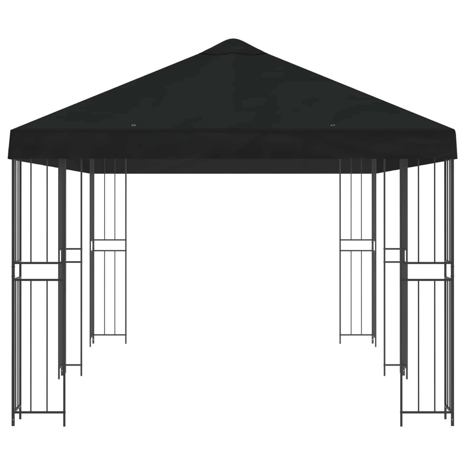 vidaXL Pavillon mit Seitenwänden 6 x 3 m Schwarz Polyester und Stahl