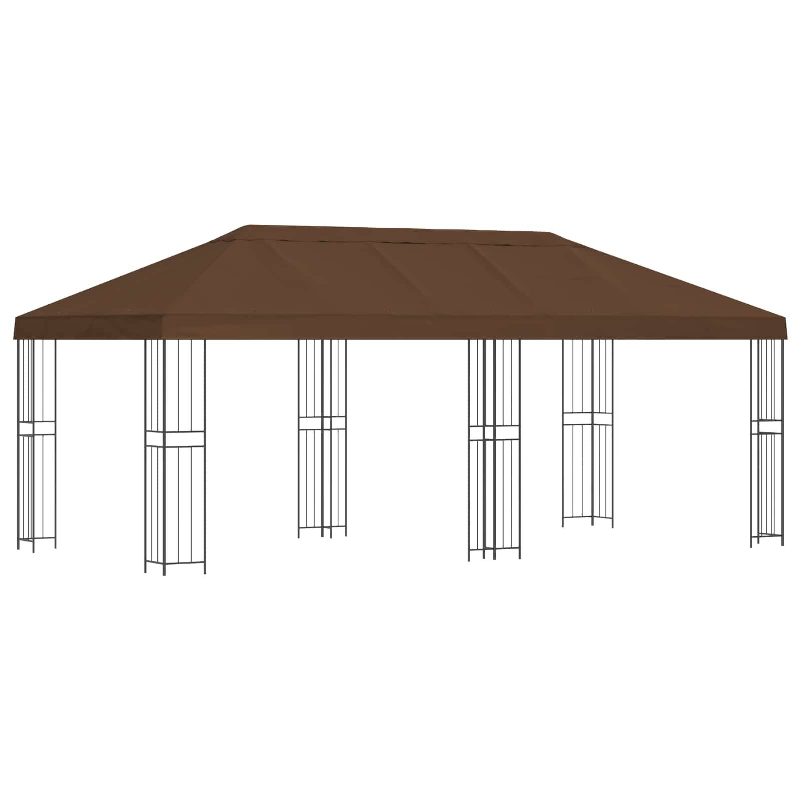 vidaXL Pavillon mit Seitenwänden 6 x 3 m Braun Polyester und Stahl 190