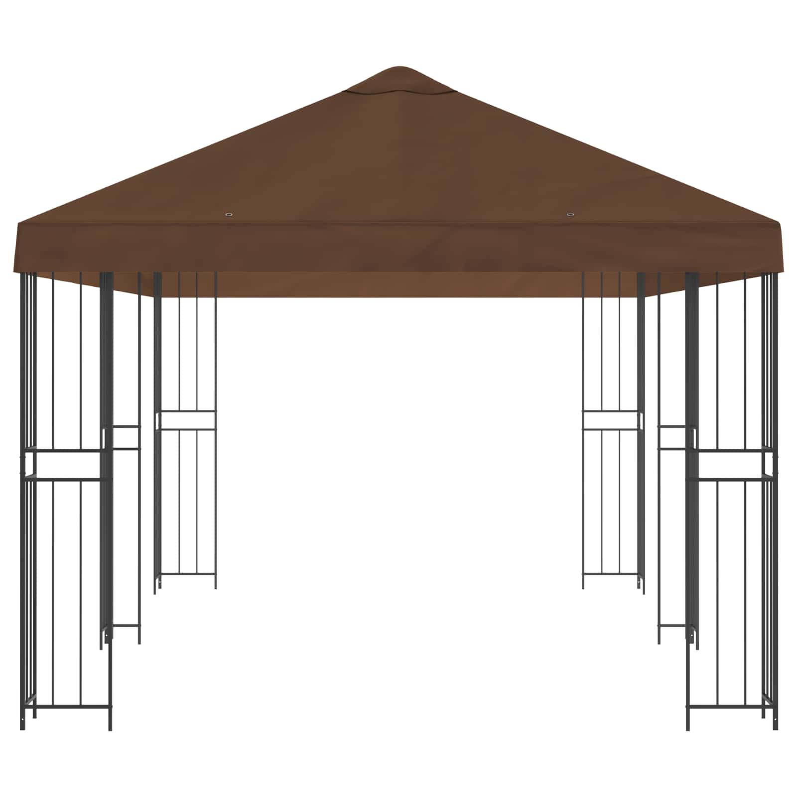 vidaXL Pavillon mit Seitenwänden 6 x 3 m Braun Polyester und Stahl 190